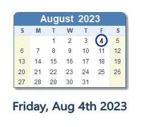 August 4, 2023 (Friday) .
